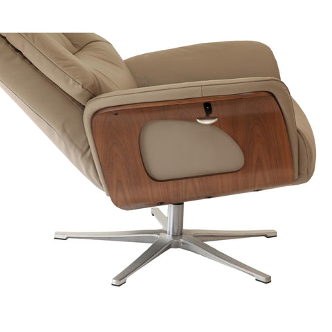 Stratford Swivel Recliner Chair in Genuine Pebble Leather with Matching Footstool - image 10