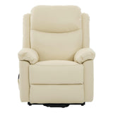 The Devon - Dual Motor Mobility Riser Recliner Arm Chair - Cream Genuine Leather - thumbnail 2