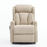 Banff Quad Motor Riser Recliner Lift Chair in Stone Genuine Leather - thumbnail 1