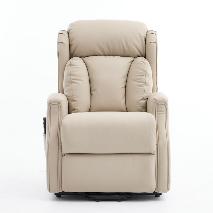 Banff Quad Motor Riser Recliner Lift Chair in Stone Genuine Leather - image 1