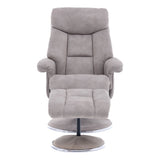 The Biarritz - Swivel Recliner Chair & Matching Footstool in Almond Fabric - thumbnail 9