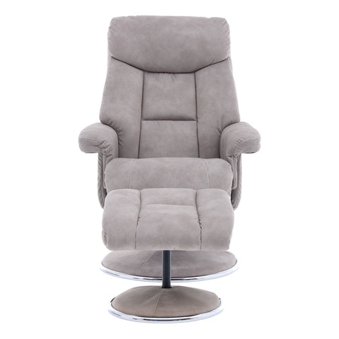 The Biarritz - Swivel Recliner Chair & Matching Footstool in Almond Fabric - image 9