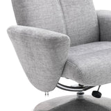 The Paddington - Swivel Recliner Chair & Matching Footstool in Silver Fabric - Refurbished