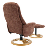 Aruba Swivel Recliner Chair in Copperblush Brown Fabric with Matching Footstool - thumbnail 6