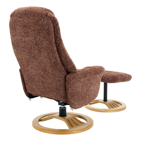 Aruba Swivel Recliner Chair in Copperblush Brown Fabric with Matching Footstool - image 6