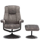 The Denver Swivel Recliner Chair & Footstool - Fabric - Elephant - Refurbished - thumbnail 3