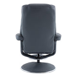 The Denver - Swivel Recliner Chair & Footstool in Petrol Blue Genuine Leather - Refurbished - thumbnail 9