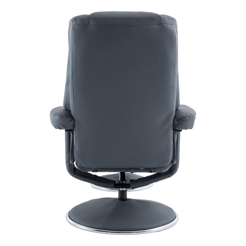 The Denver - Swivel Recliner Chair & Footstool in Petrol Blue Genuine Leather - Refurbished - image 9