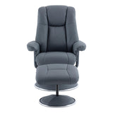 The Denver - Swivel Recliner Chair & Footstool in Petrol Blue Genuine Leather - Refurbished - thumbnail 3