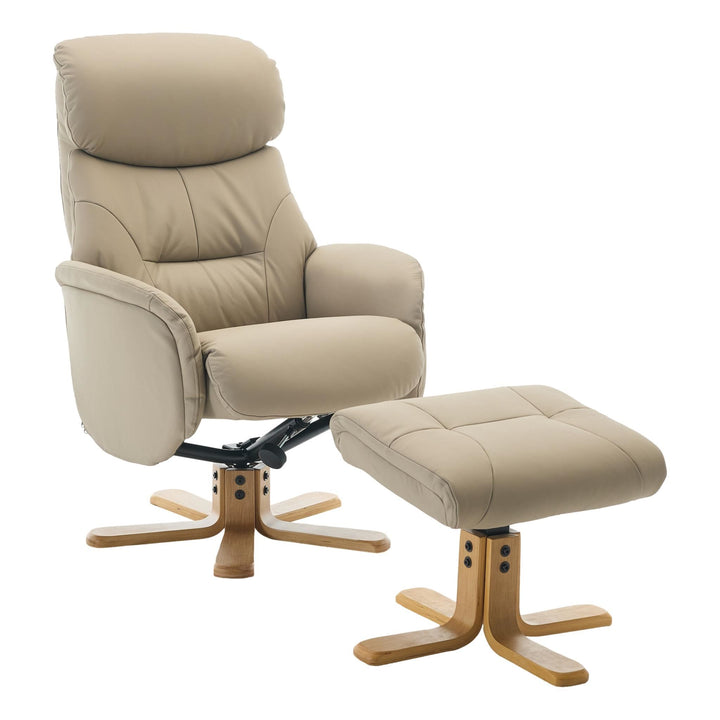 The Eden Swivel Recliner Chair & Matching Footstool in Pebble Leather - image 1