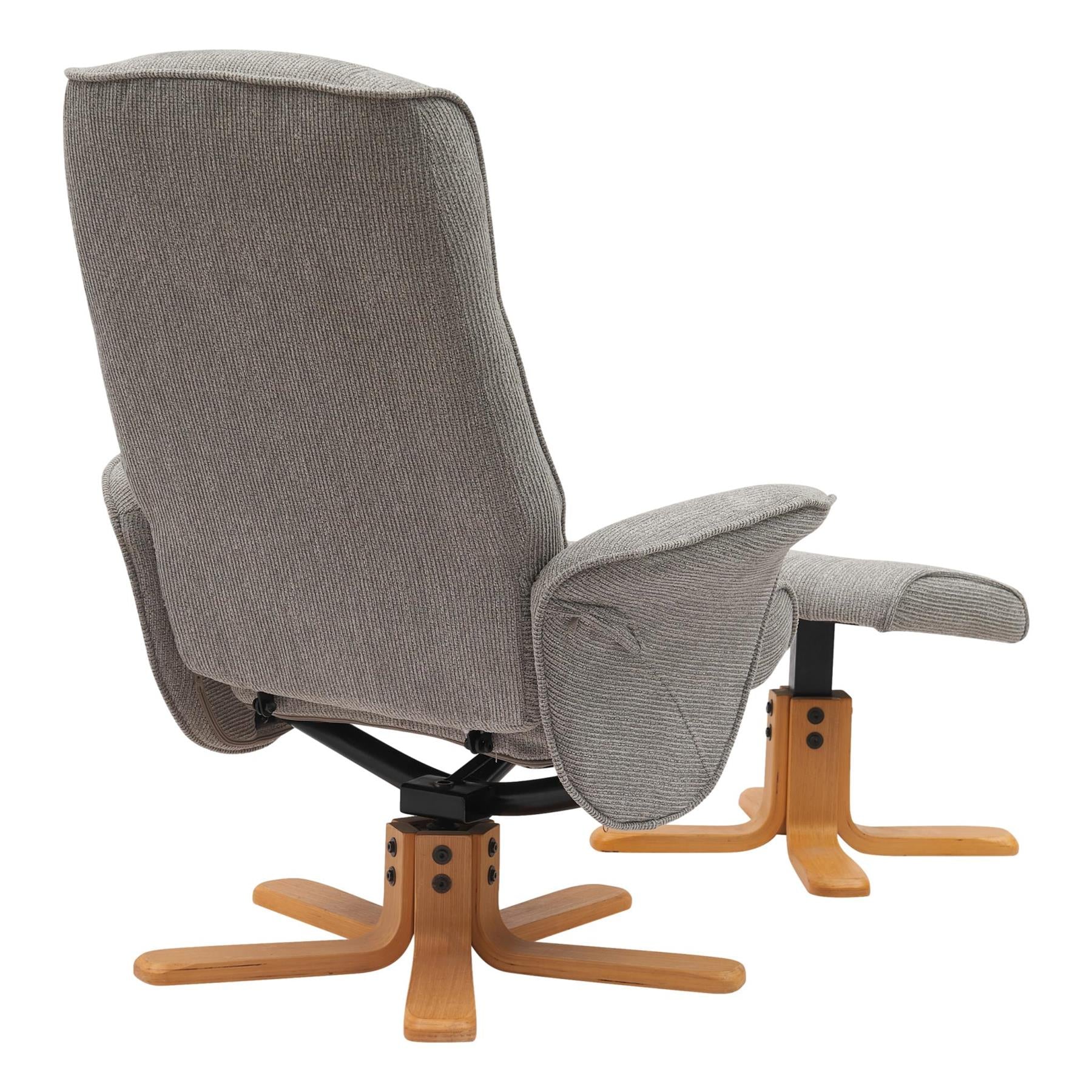 The Missouri Swivel Recliner Chair & Matching Footstool in Lunar Fabric