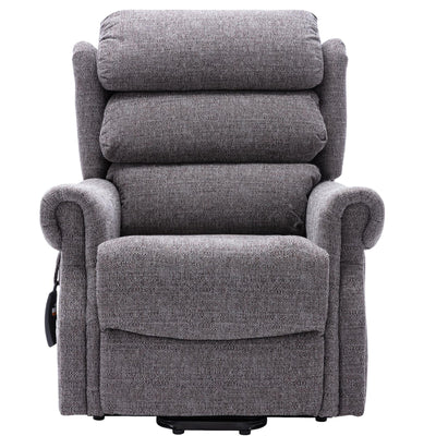 Salisbury Dual Motor Riser Recliner Arm Chair In Lisbon Grey Fabric - Clearance Item