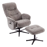 The Nevada Swivel Recliner Chair & Matching Footstool in Ash Fabric - thumbnail 3