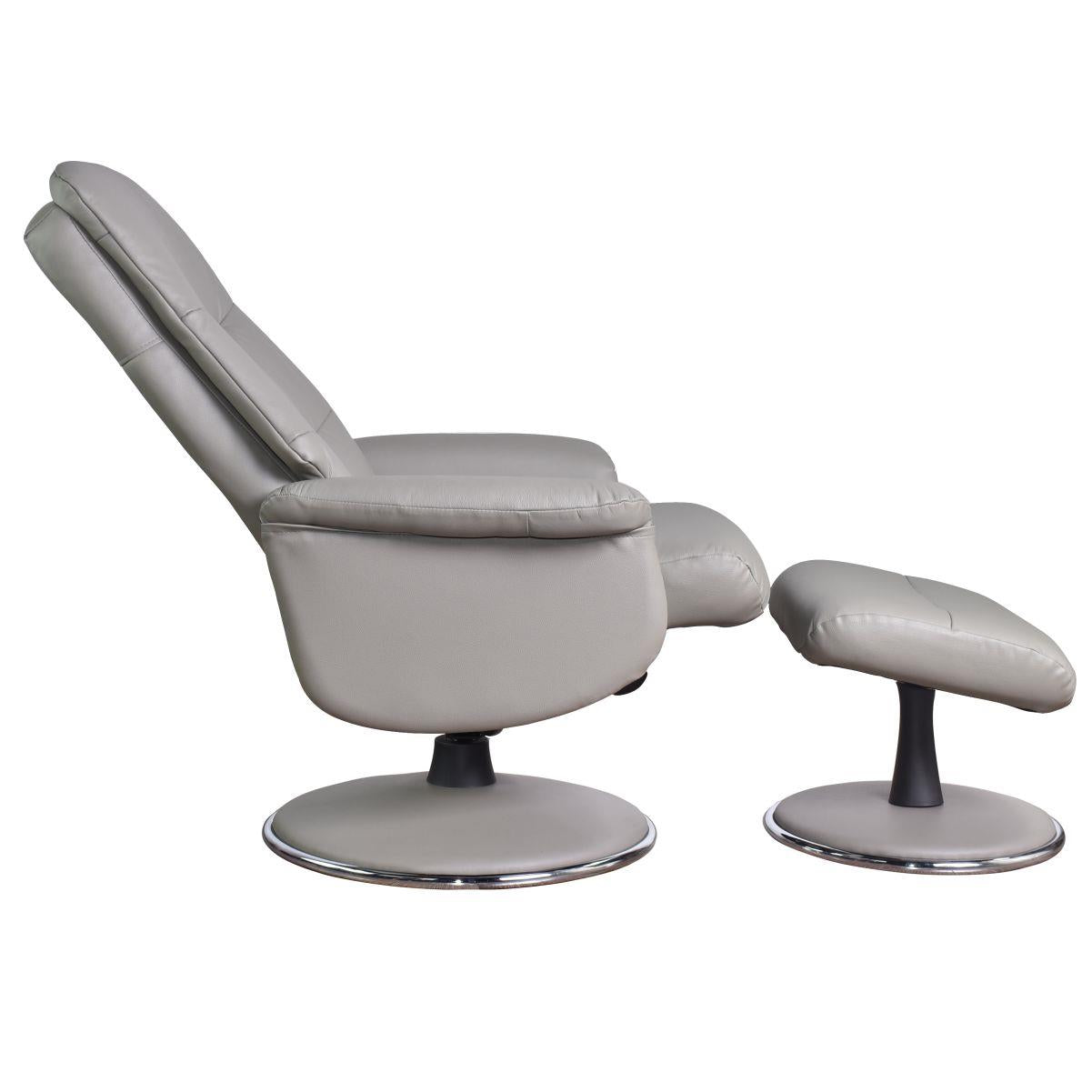 The Kansas Genuine Leather Swivel Recliner Chair in Husky with Match base - Refurbished