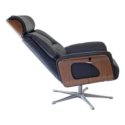 Stratford Swivel Recliner Chair, Genuine Black Leather with Matching Footstool - image 7