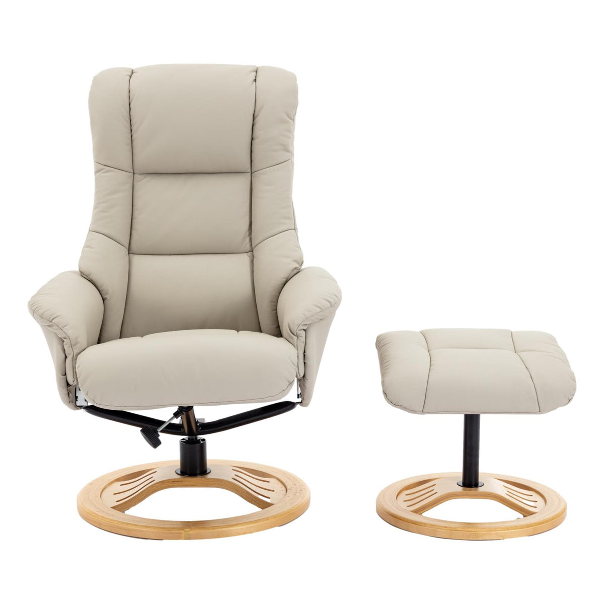 The Mandalay Swivel Recliner Chair & Footstool in Mushroom Genuine Leather - Refurbished - Assembled - alternate product image
