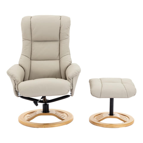 The Mandalay Swivel Recliner Chair & Footstool in Mushroom Genuine Leather - Refurbished - Assembled - image 2