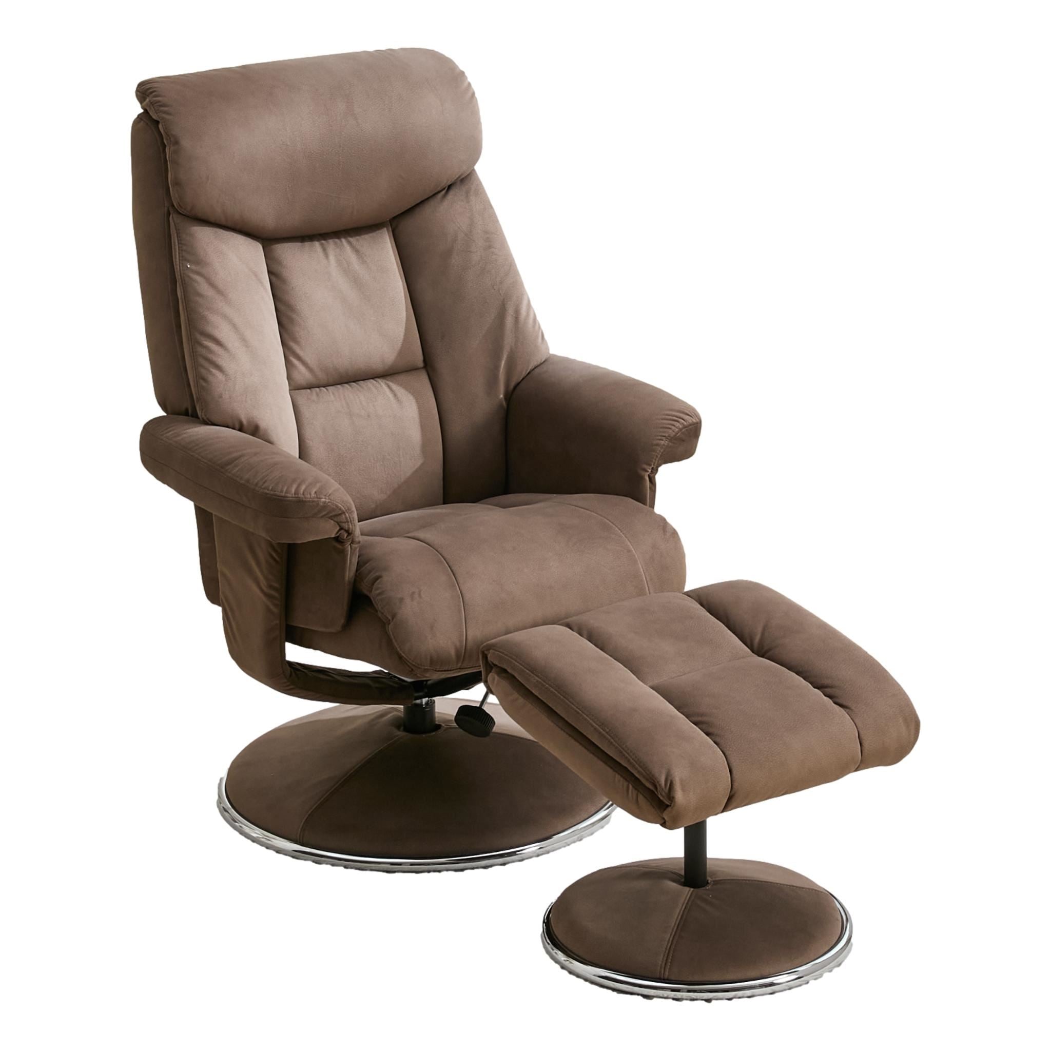 The Biarritz - Swivel Recliner Chair & Matching Footstool in Lisbon Silver Fabric