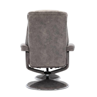 The Denver Swivel Recliner Chair & Footstool - Fabric - Elephant