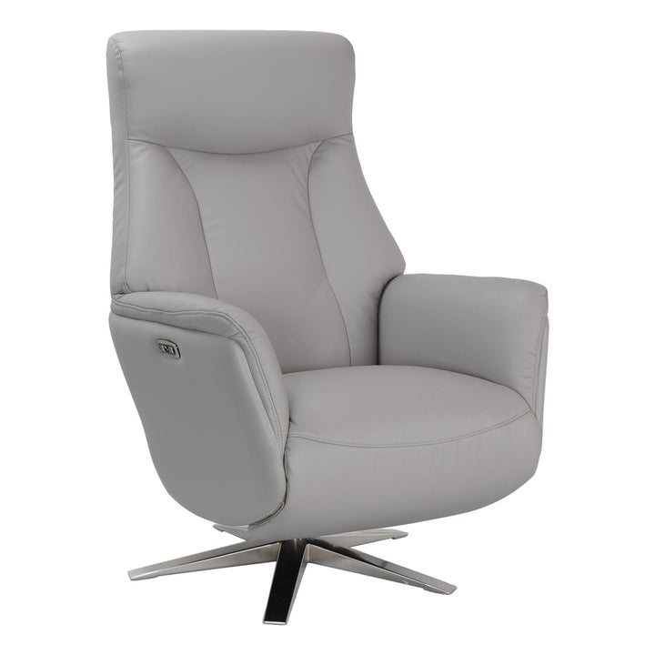 The Houston Zero Gravity Swivel Electric Recliner Chair Platinum Genuine Leather - image 1