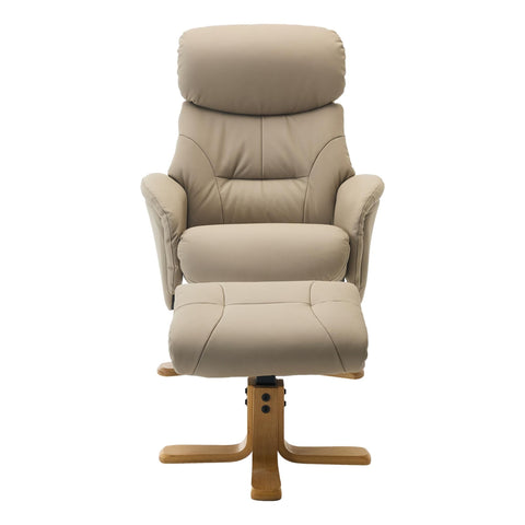 The Eden Swivel Recliner Chair & Matching Footstool in Pebble Leather - image 8