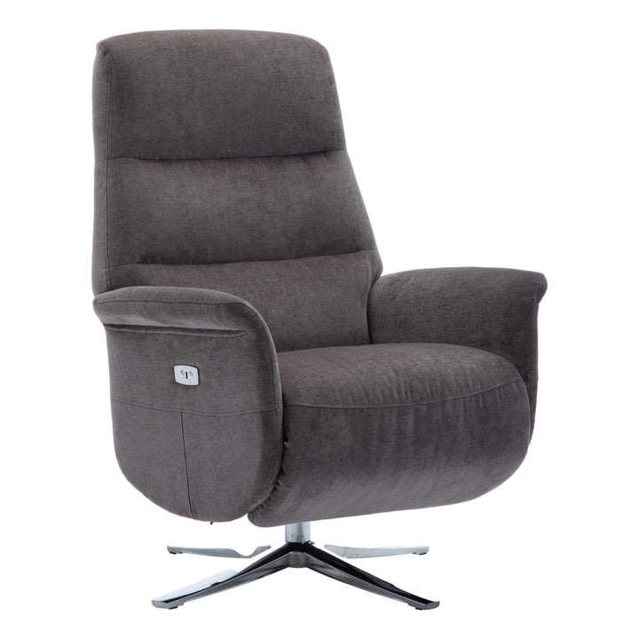 The Ontario Electric Swivel Recliner Chair, Integrated Footstool in Flint Fabric - Refurbished - image 1