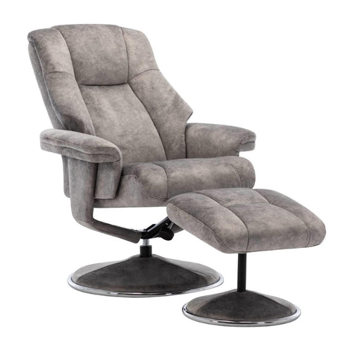 The Denver Swivel Recliner Chair & Footstool - Fabric - Elephant - Refurbished - image 5