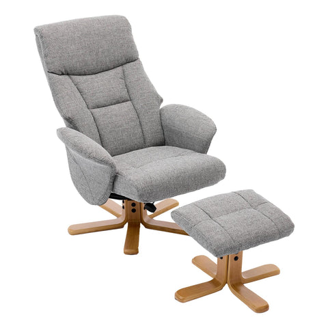The Giza - Fabric Swivel Recliner Chair & Matching Footstool in Lisbon Rock Fabric - Refurbished - image 5