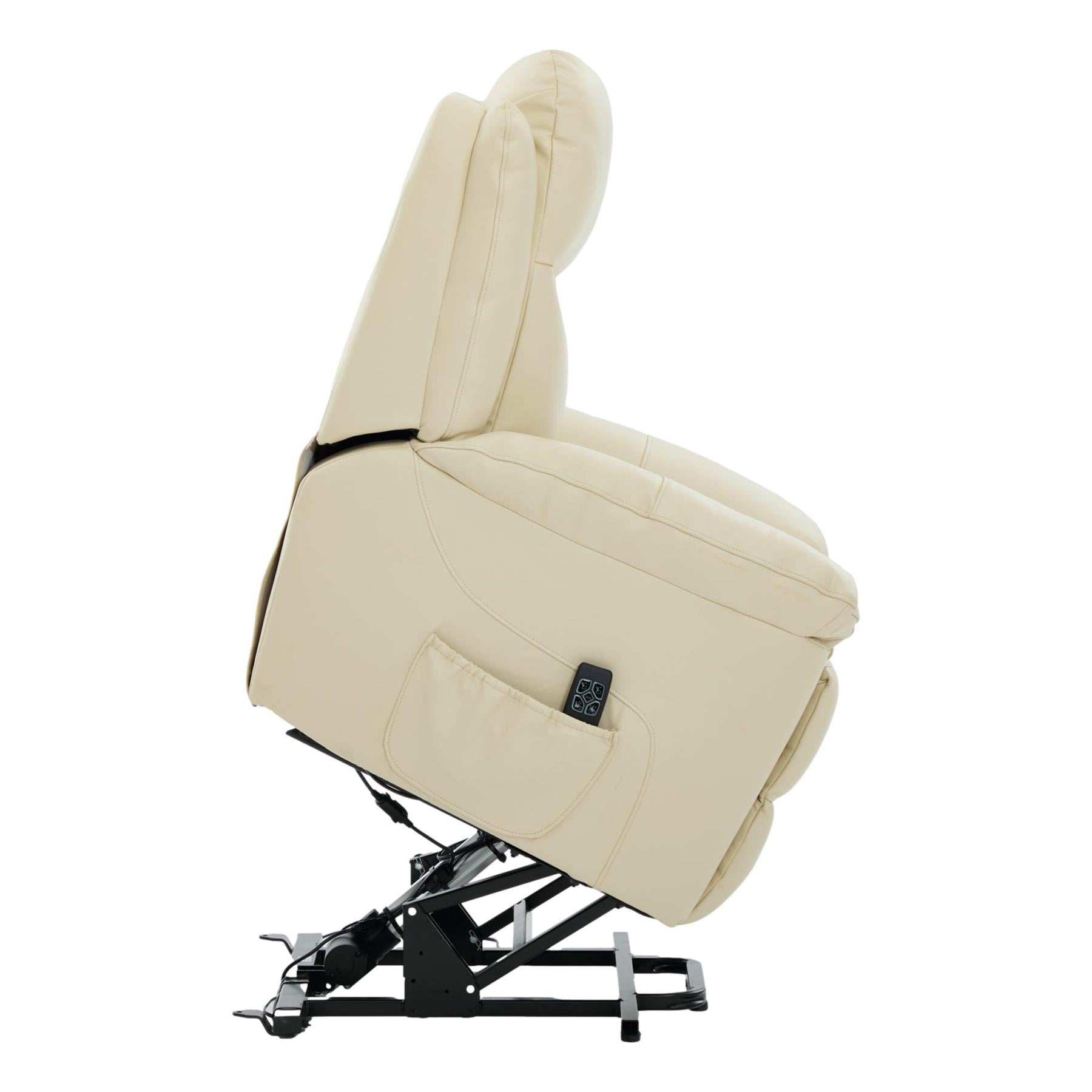 The Devon - Dual Motor Mobility Riser Recliner Arm Chair - Cream Genuine Leather