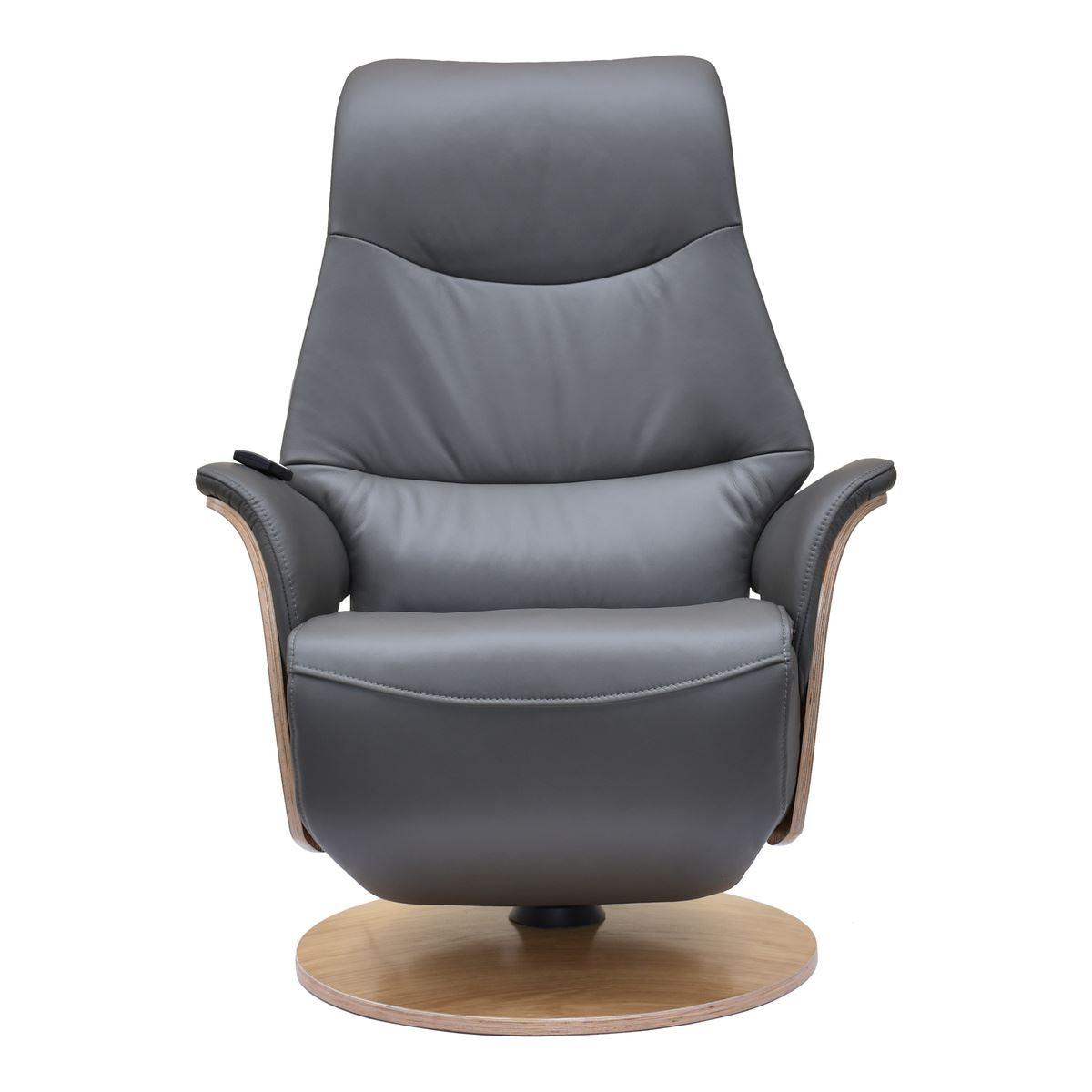 Utah Electric Swivel Recliner with Integrated Footrest in Charcoal Full Leather - alternate product image