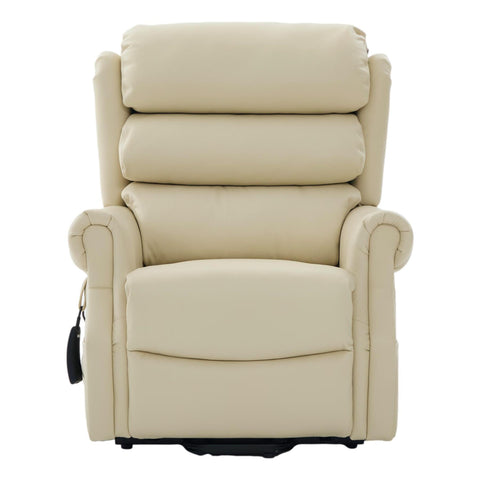 The Carlton Genuine Leather Riser Recliner in Cream - Dual Motor Mobility Chair - image 2
