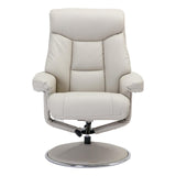 The Biarritz - Swivel Recliner Chair & Matching Footstool in Mushroom Plush Faux Leather