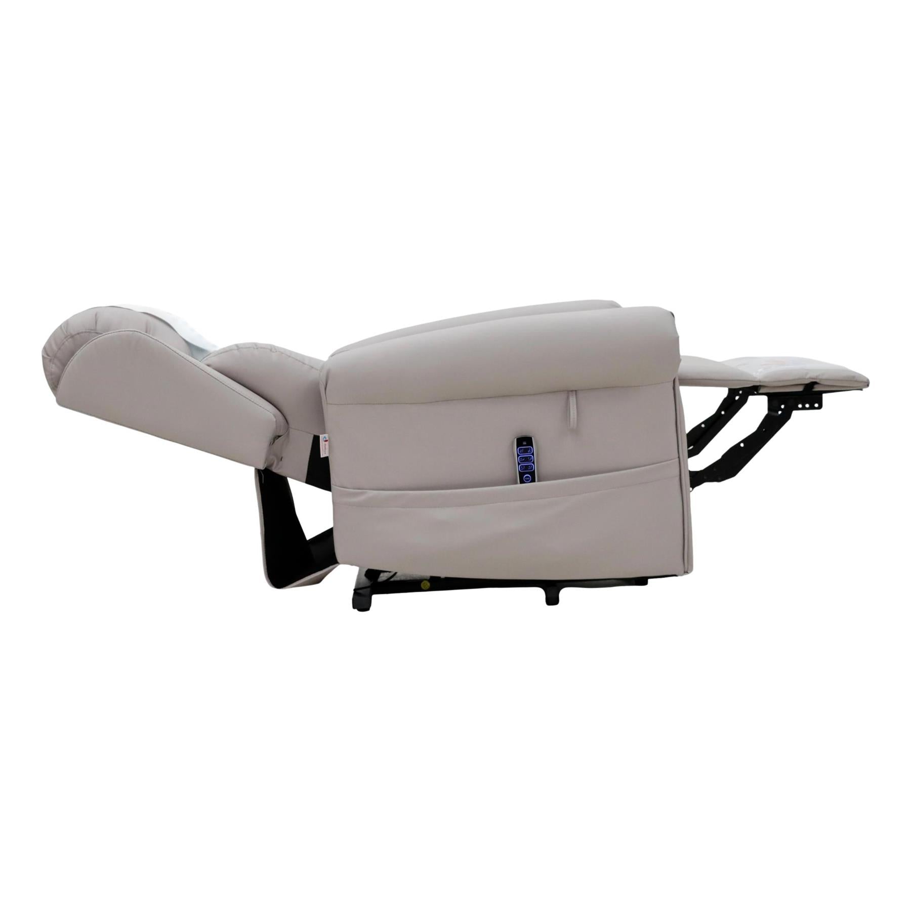 Nevis Healthcare – Triple Motor Riser Recliner Mobility Chair in Pebble 4-Way Stretch Faux Leather