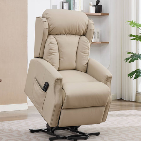 Banff Quad Motor Riser Recliner Lift Chair in Stone Genuine Leather - image 8