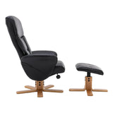 The Giza - Faux Leather Swivel Recliner Chair & Footstool in Black - Refurbished