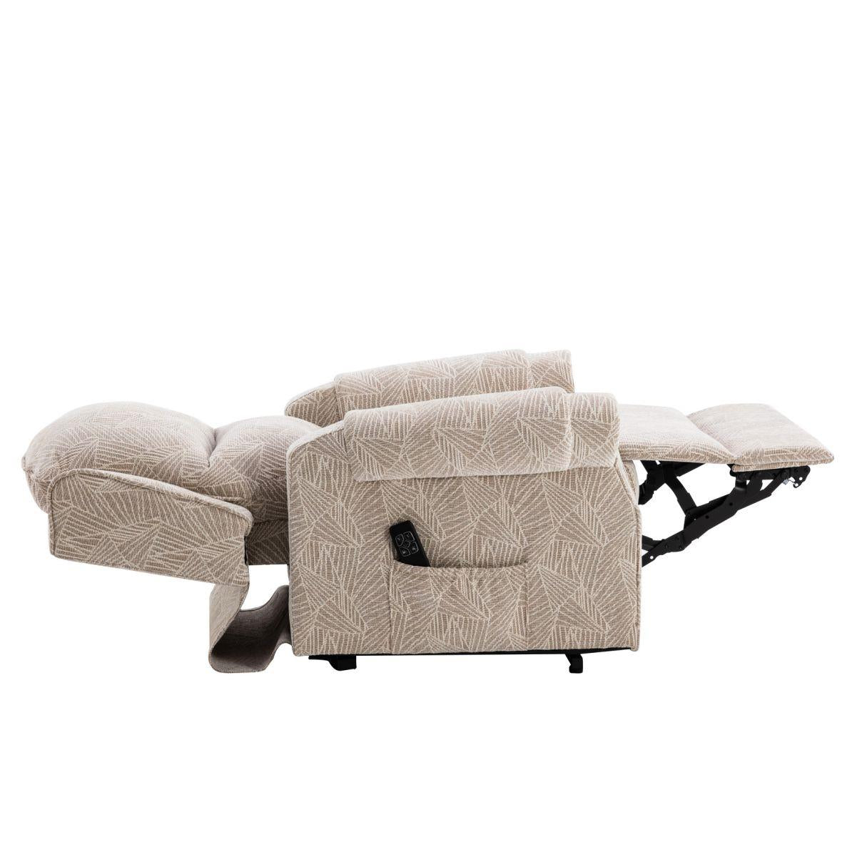 Winchester Dual Motor Riser Recliner Mobility Chair in Cream Brushstroke Fabric - Refurbished