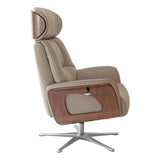 Stratford Swivel Recliner Chair in Genuine Pebble Leather with Matching Footstool - thumbnail 5