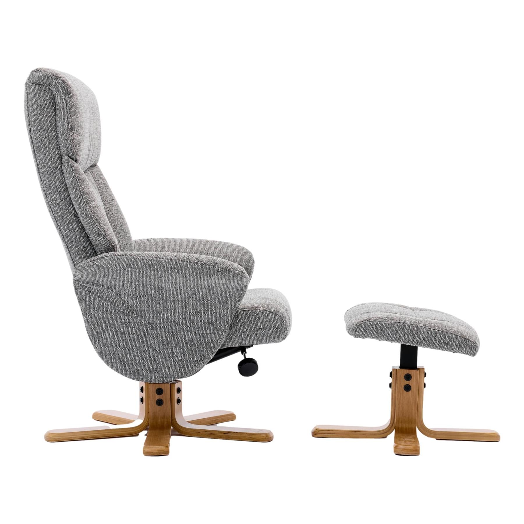 The Giza - Fabric Swivel Recliner Chair & Matching Footstool in Lisbon Rock Fabric