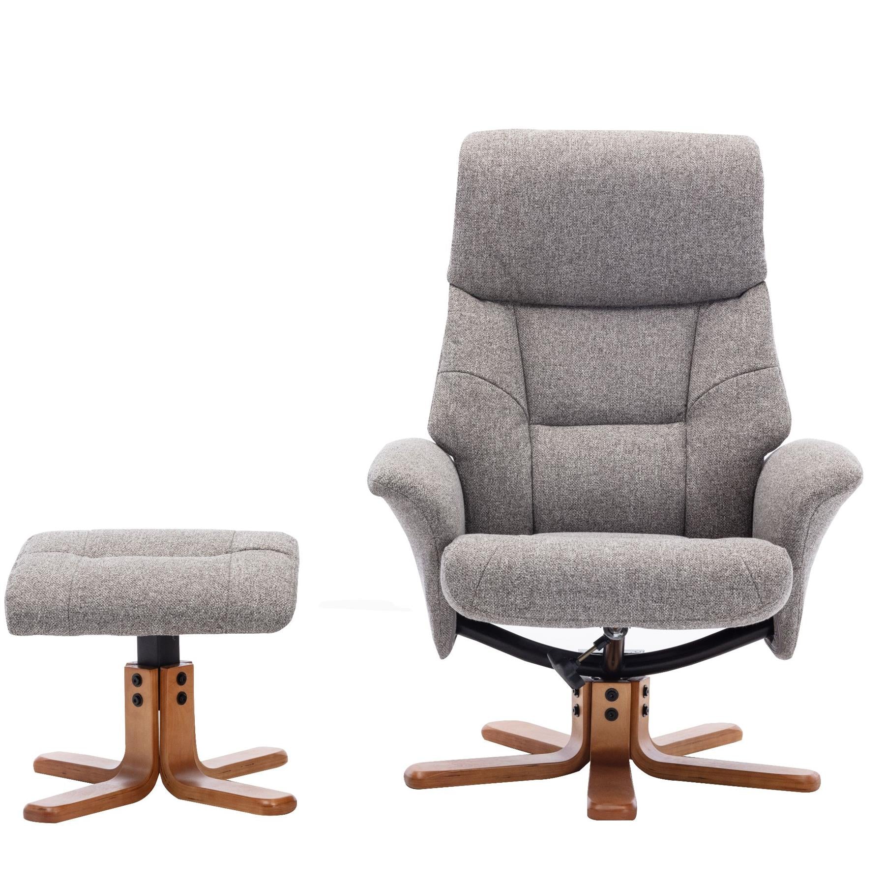 Marseille Swivel Recliner Chair and Footstool in Fossil Fabric