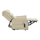 The Carlton Genuine Leather Riser Recliner in Cream - Dual Motor Mobility Chair - thumbnail 7