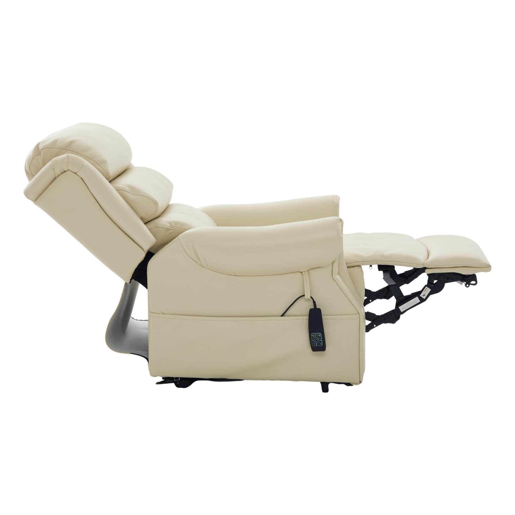 The Carlton Genuine Leather Riser Recliner in Cream - Dual Motor Mobility Chair