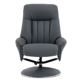 The Lyon - Genuine Leather Swivel Recliner Chair & Footstool in Petrol Blue - thumbnail 3