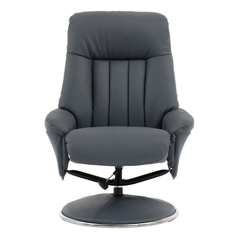 The Lyon - Genuine Leather Swivel Recliner Chair & Footstool in Petrol Blue - image 3