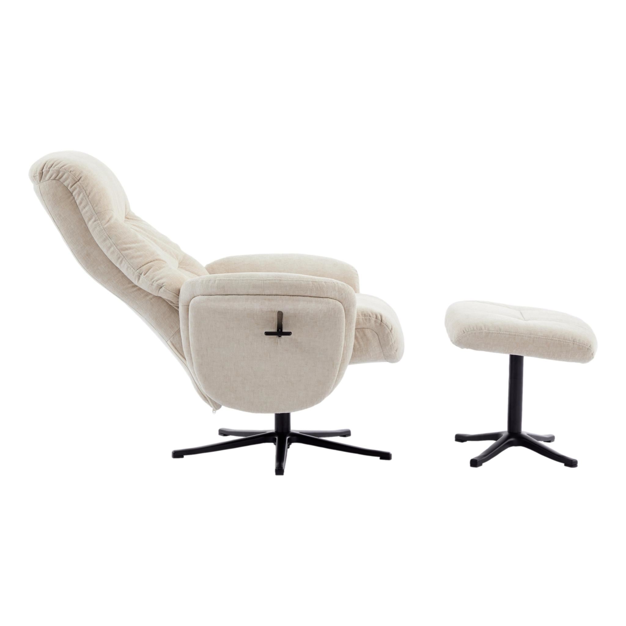 The Nevada Swivel Recliner Chair & Matching Footstool in Barley Fabric