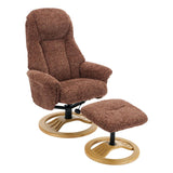 Aruba Swivel Recliner Chair in Copperblush Brown Fabric with Matching Footstool - thumbnail 10