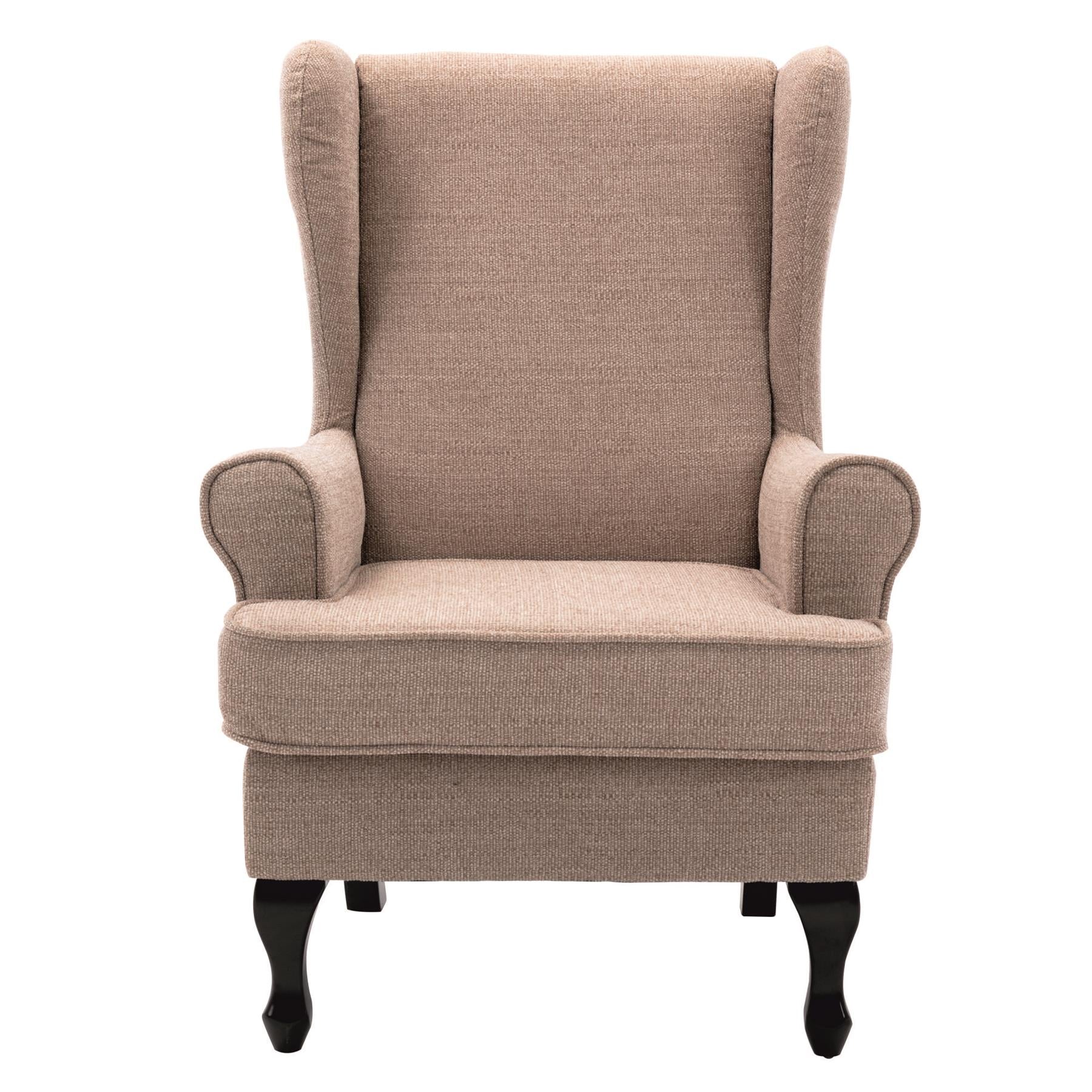 Nelson Fireside Chair in Wheat Fabric - 18.5" Height - Orthopedic Chair - Refurbished