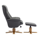 The Hawaii - Swivel Recliner Chair & Matching Footstool in Cinder Leather