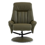The Lyon - Genuine Leather Swivel Recliner Chair & Footstool in Olive Green - thumbnail 3