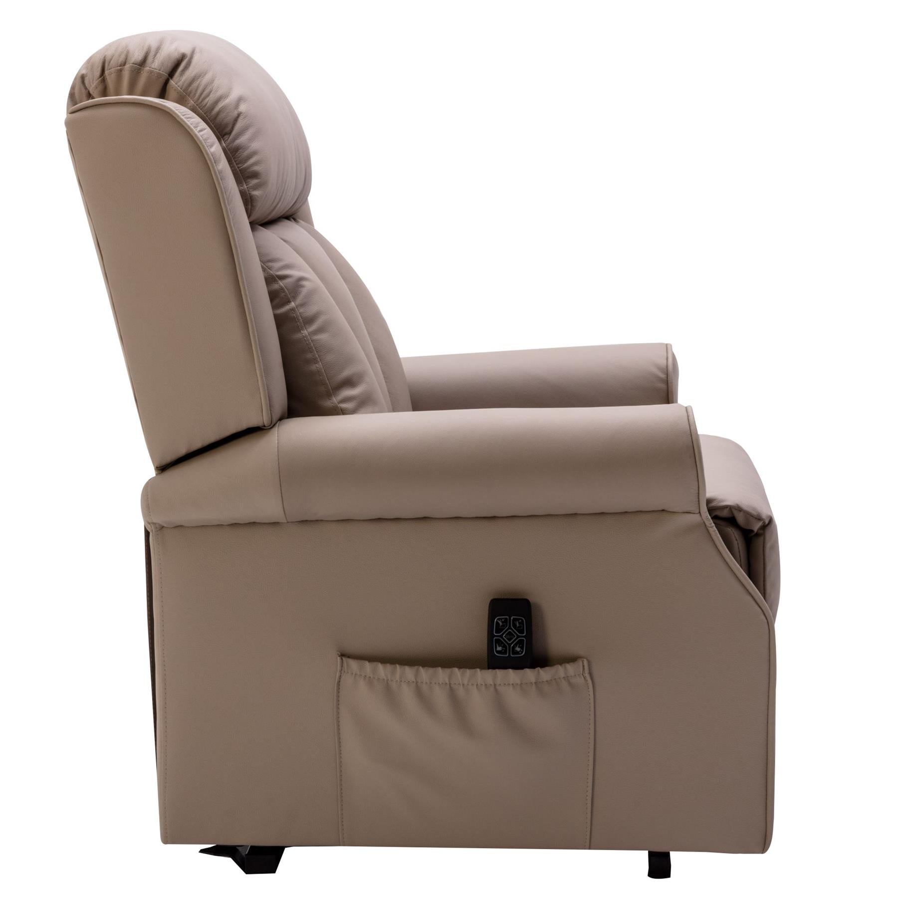 The Darwin - Dual Motor Riser Recliner Mobility Arm Chair in Taupe Genuine Leather