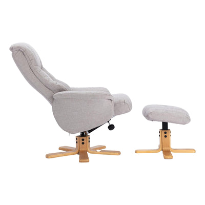 The Cairo - Lisbon Silver Fabric - Swivel Recliner Chair & Matching Footstool